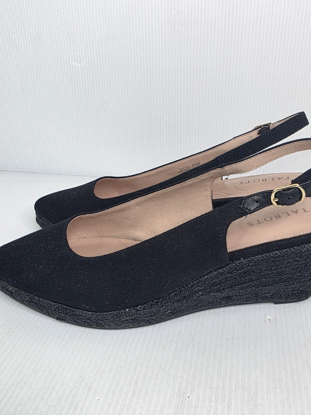 Talbots Black Slingback Wedge Espadrille Womens Sz 10